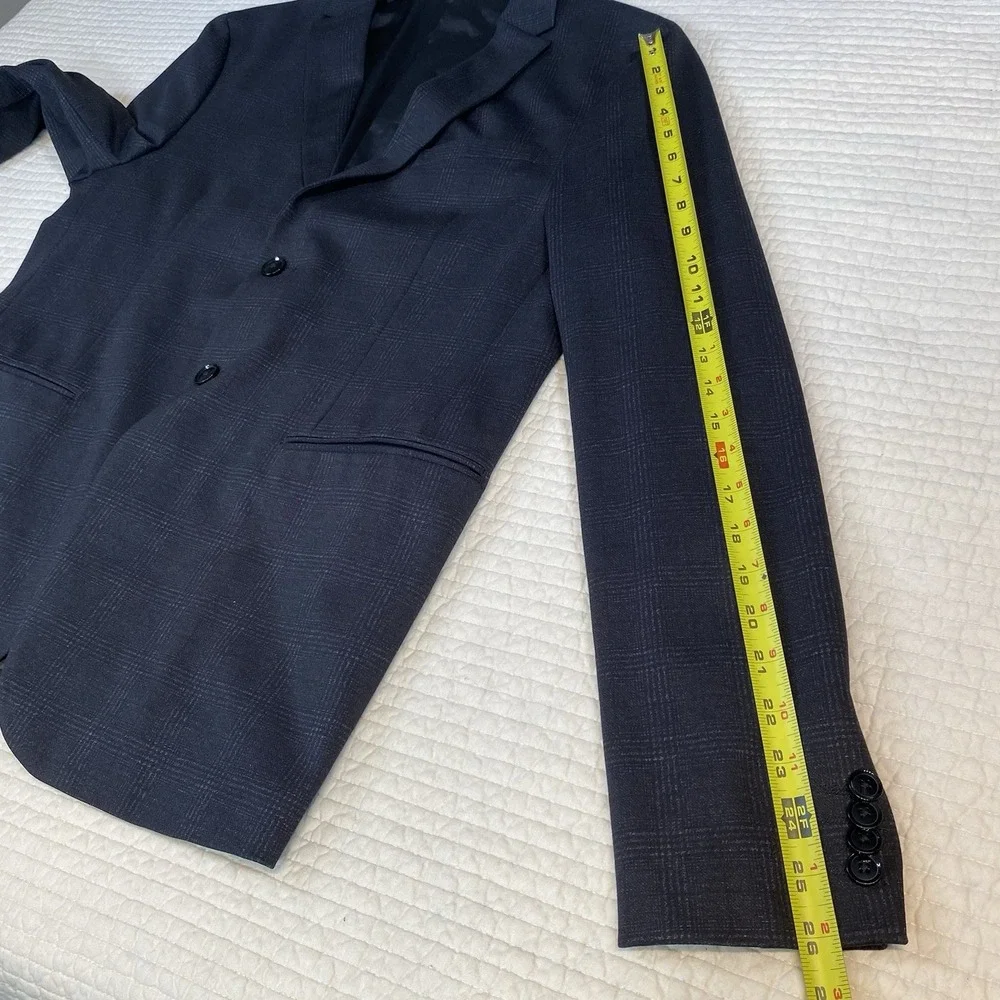 Zara Mens Gray Plaid Check Sport Coat Suit Blazer Jacket Size 40 Two Button